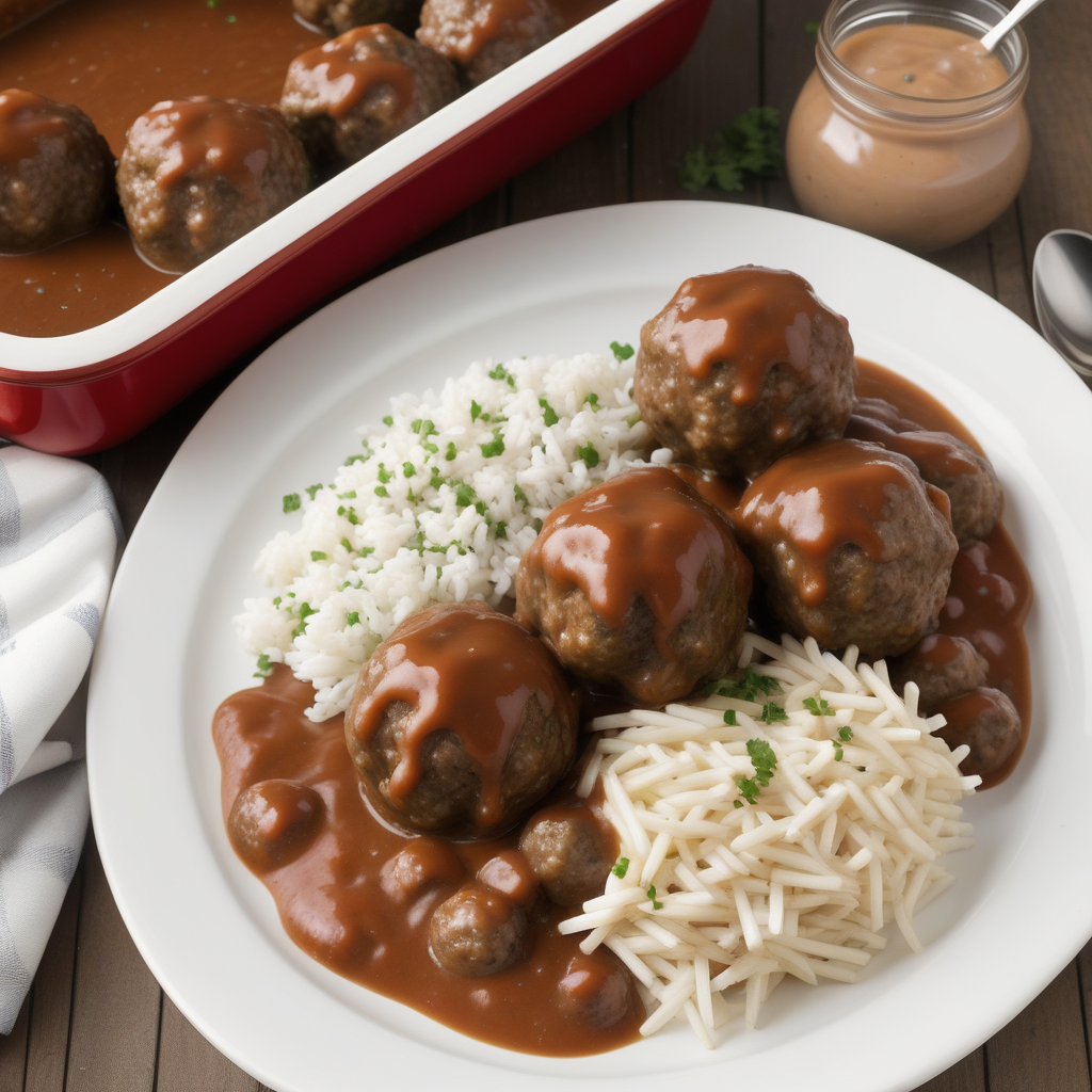 porcupine meatballs with brown gravy