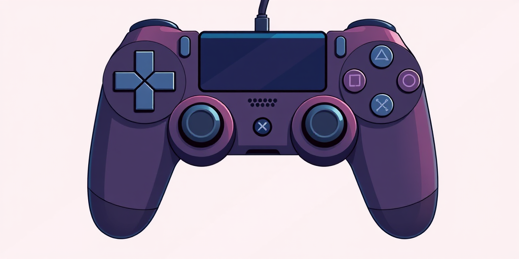 Create a detailed vector illustration of a game controller interface featuring a joystick, buttons, and sliders, with a flat design style, using a Canon EOS R5 camera with a 50mm lens, aperture set to f/2.8, ISO 100, and soft natural lighting to enhance colors and contrasts.