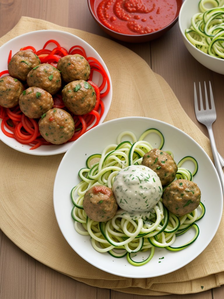 garlic butter meatballs and zoodles