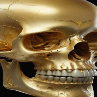 transparent gold skull
