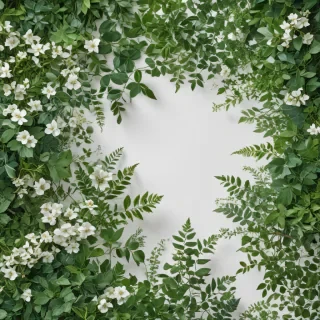 white and greenery background