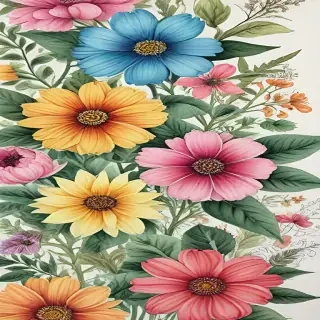 drawings of flowers in color