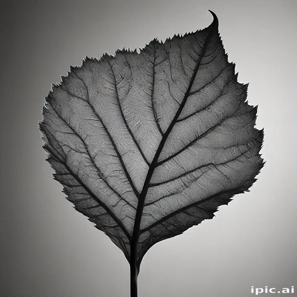 leaf in black and white