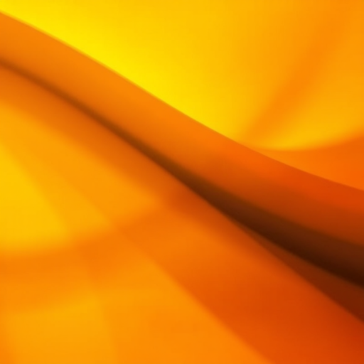 Create an abstract image with smooth gradients of yellow and orange shades, using a Canon EOS R5 camera, 50mm lens, f/1.8 aperture, ISO 100, shot from a low angle with a soft focus effect.