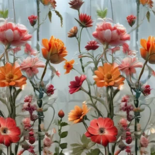 flowers behind glass wallpaper