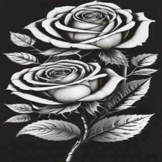roses clipart black and white