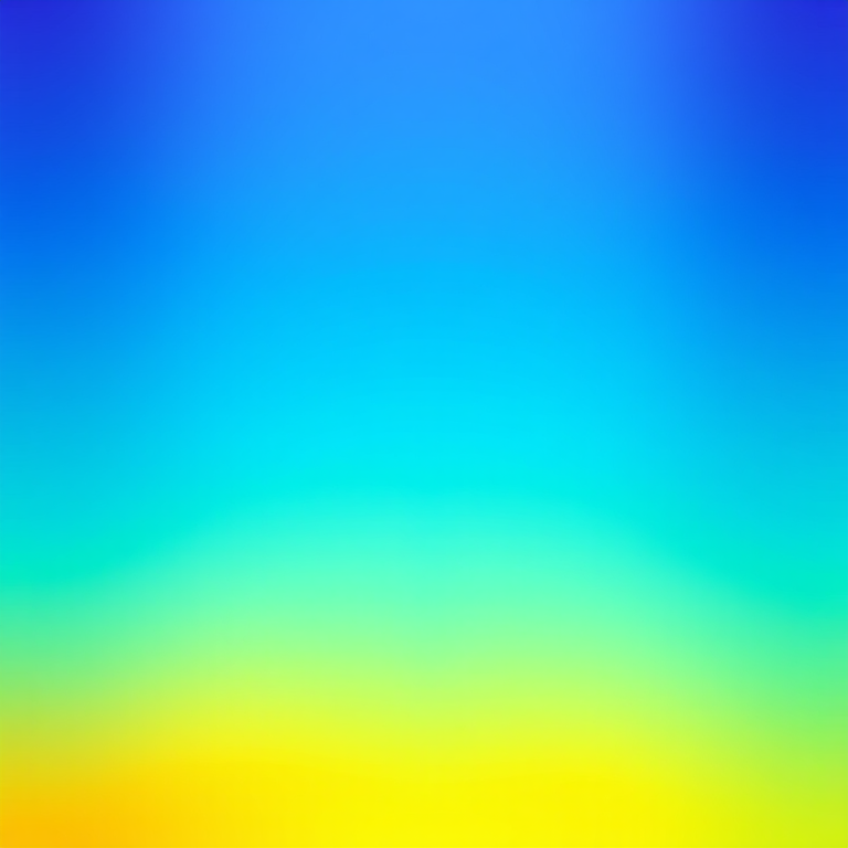 Create a vibrant gradient background transitioning from deep blue at the top to turquoise in the middle and bright yellow at the bottom with high definition quality, using a 50mm lens, f/2.8 aperture, ISO 100, and a landscape orientation on a DSLR camera.