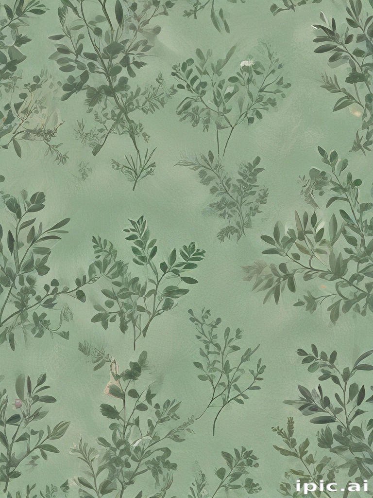 Delicate Green Botanical Patterns on a Soft Mint Background for ...