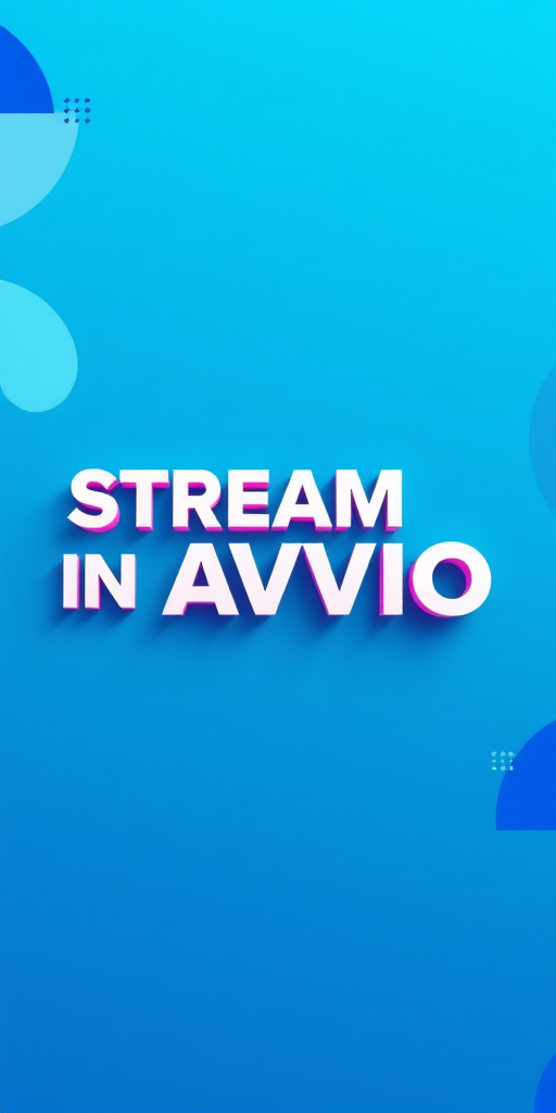 Create a vibrant digital graphic featuring the text "STREAM IN AVVIO" in bold, 3D white letters centered on a gradient blue background with dynamic abstract shapes, using a high-resolution digital art style, shot in a wide-angle view to enhance depth, employing a Canon EOS R5 with an aperture of f/8 for sharp detail and a shutter speed of 1/250s for crisp clarity.