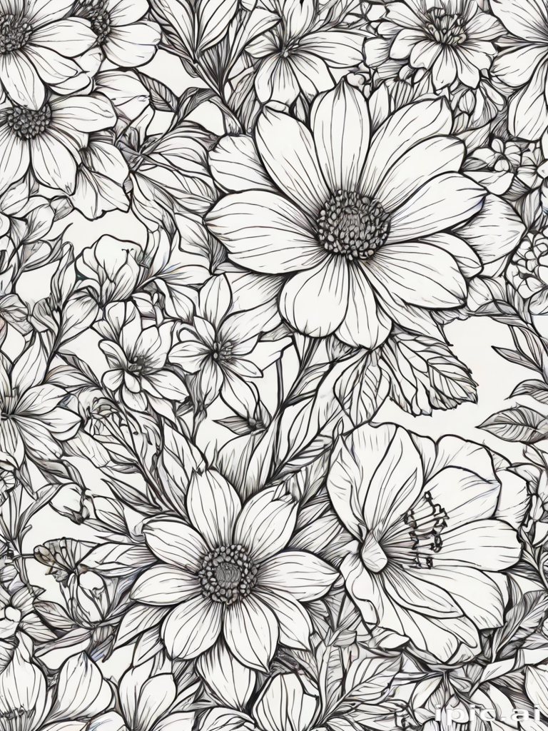 floral line art