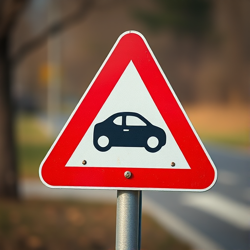 Warning Sign Indicating Presence of Cars on Upcoming Road Ahead