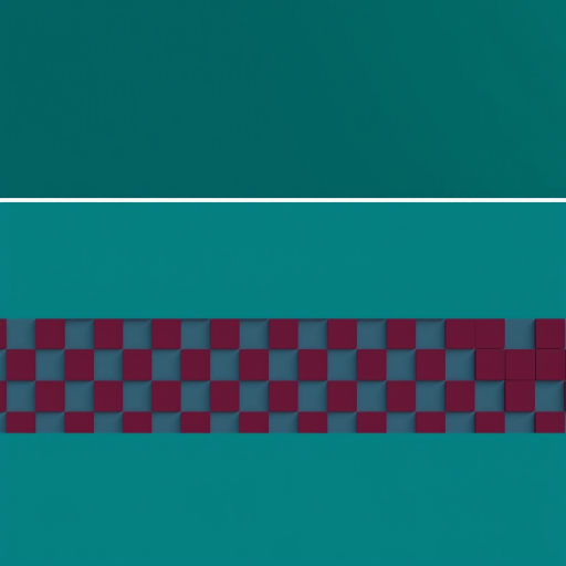Create a modern digital banner with a top section in dark teal and a bottom section in burgundy, featuring a 3D checkerboard effect with shadows, use a Canon EOS R5 at f/8, ISO 100, 24mm focal length, shot from a top-down view in minimalistic style.