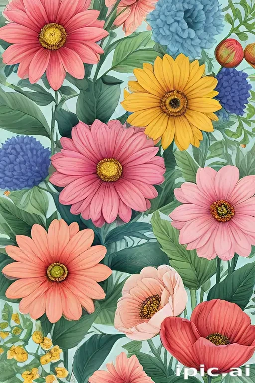drawings of flowers in color