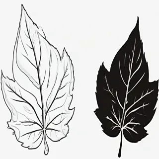 clipart leaf black and white