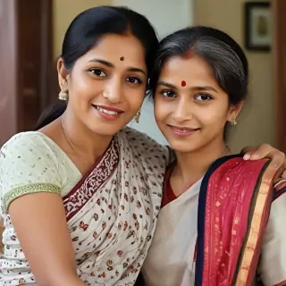 indian son with mom