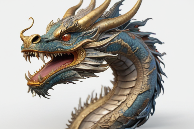 Majestic Dragon Head with Intricate Details and Vibrant Colors ...