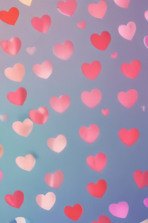 Colorful Hearts Floating Against a Soft Gradient Background of Love