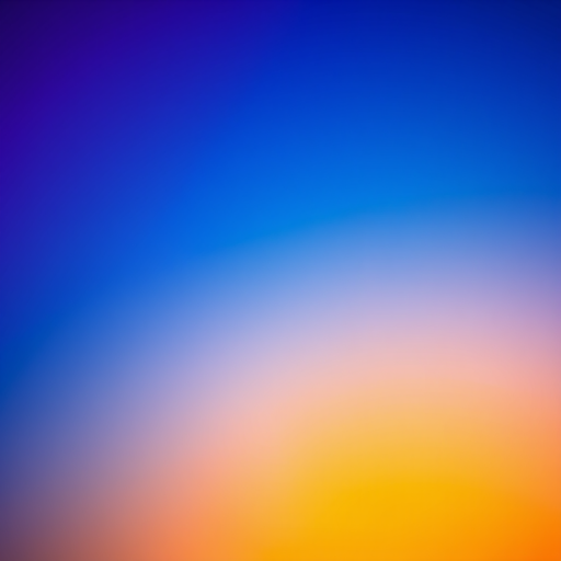 Create a smooth gradient background with vibrant colors transitioning from deep blue to bright orange, using a Canon EOS R5 camera, 50mm lens, aperture set to f/1.8, ISO 100, and a soft-focus style to enhance image quality.