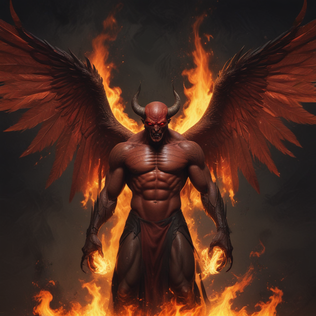 devil with wings and fire