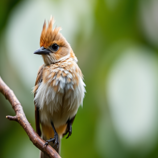 A high-resolution close-up of a crested bird perched on a branch, with a blurred background, taken with a Canon EOS-1D X Mark III, 300mm lens, f/4 aperture, ISO 200, shutter speed 1/1000s.