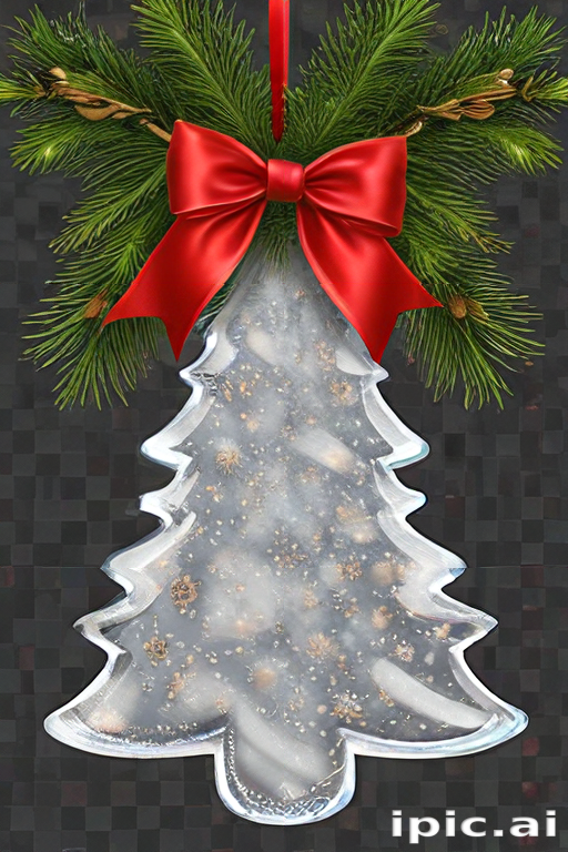 Festive Christmas Tree Ornament with Red Bow and Pine Decorations