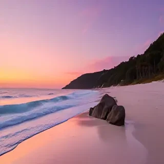 pink beach sunset
