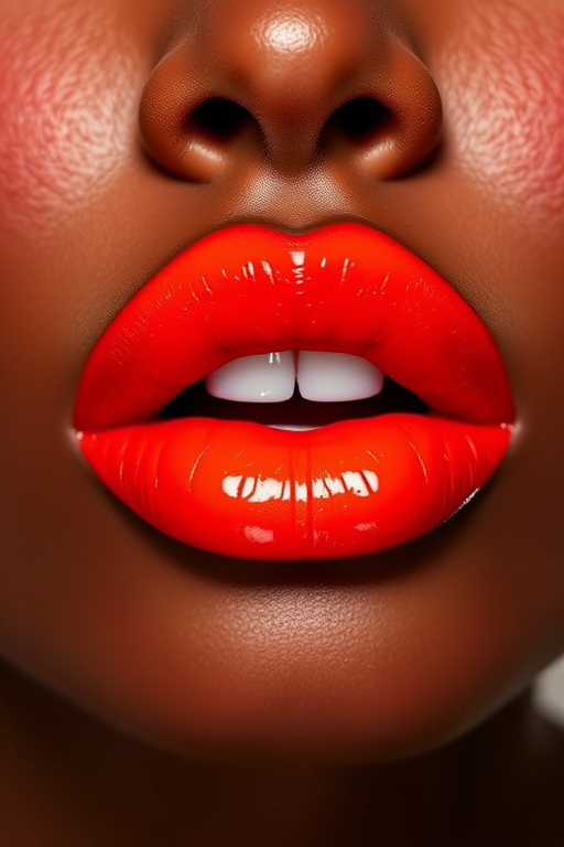 Fierce "Molten Lava" lip lacquer coats lips in a fiery orange-red shade with a high-shine finish and intense, long-lasting pigmentation for bold impact