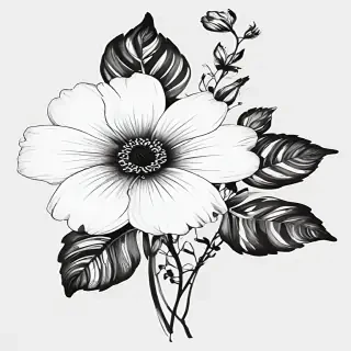 black and white flower png