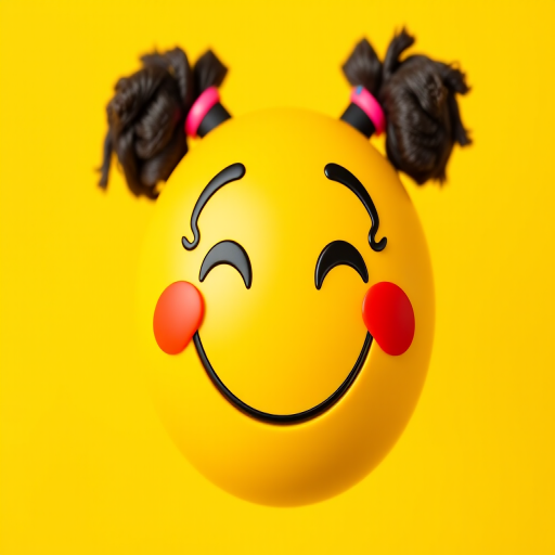 Create a vivid and cheerful smiling emoji with a bright yellow background, using a DSLR camera with a 50mm lens, aperture set to f/1.8, ISO 100, in a portrait view for enhanced clarity and depth of field.