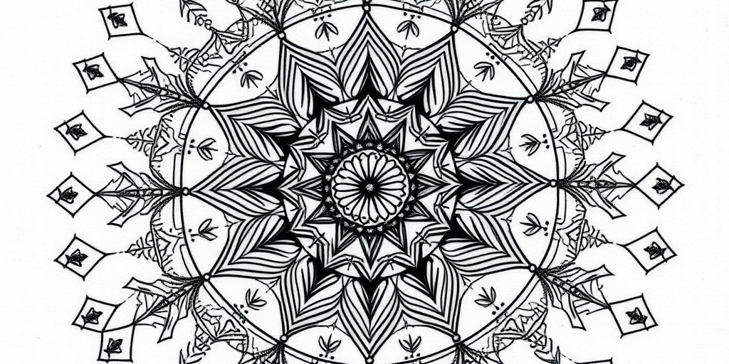 Intricate blackwork tattoo called "Geometric Mandala" showcasing precise linework and symmetrical patterns forming a circular design with sacred geometry elements, dotwork shading, and negative space accents