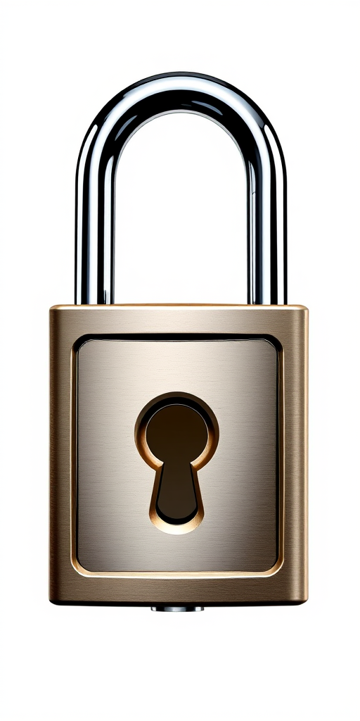 Create a high-resolution illustration of a closed padlock with a keyhole on a transparent background using a 50mm lens, f/2.8 aperture, ISO 100, and natural lighting to enhance clarity and detail.