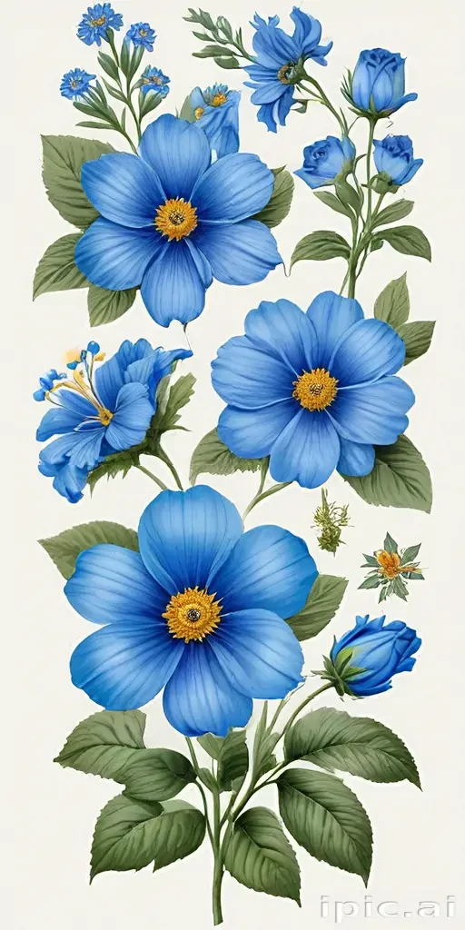 blue flowers clipart