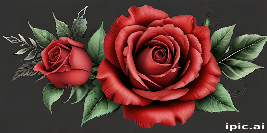 Beautifully Detailed Red Roses Surrounded by Lush Green Leaves on Dark ...