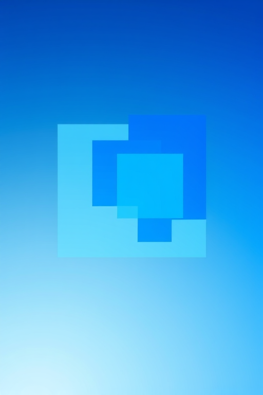 Create an abstract design featuring overlapping blue squares of varying sizes on a smooth gradient background transitioning from deep blue to light blue, with high resolution, ISO 100, aperture f/8, and a shutter speed of 1/100s, using a DSLR camera with a wide-angle lens.