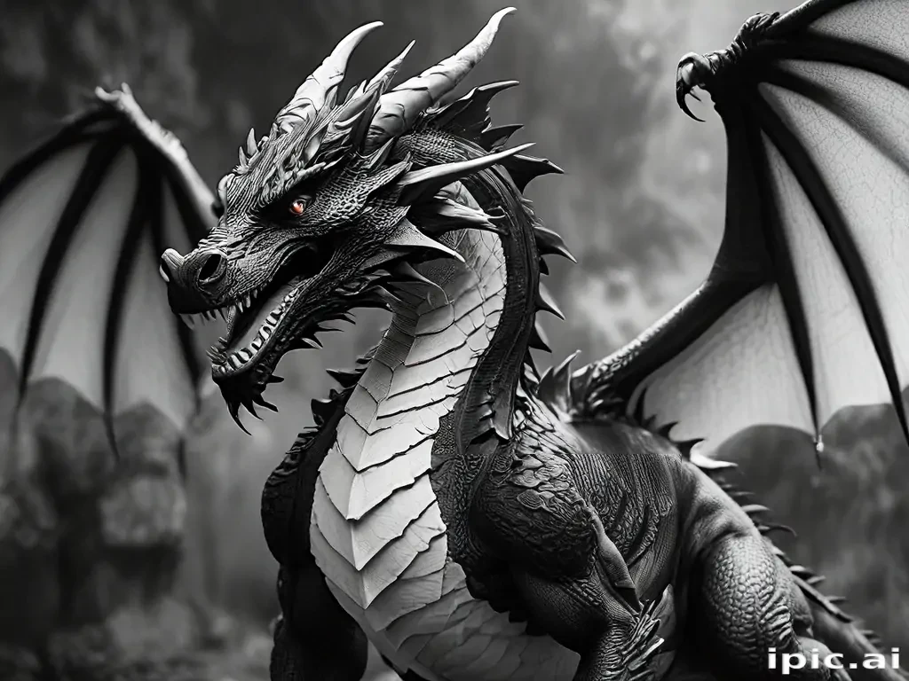 dragon black and white