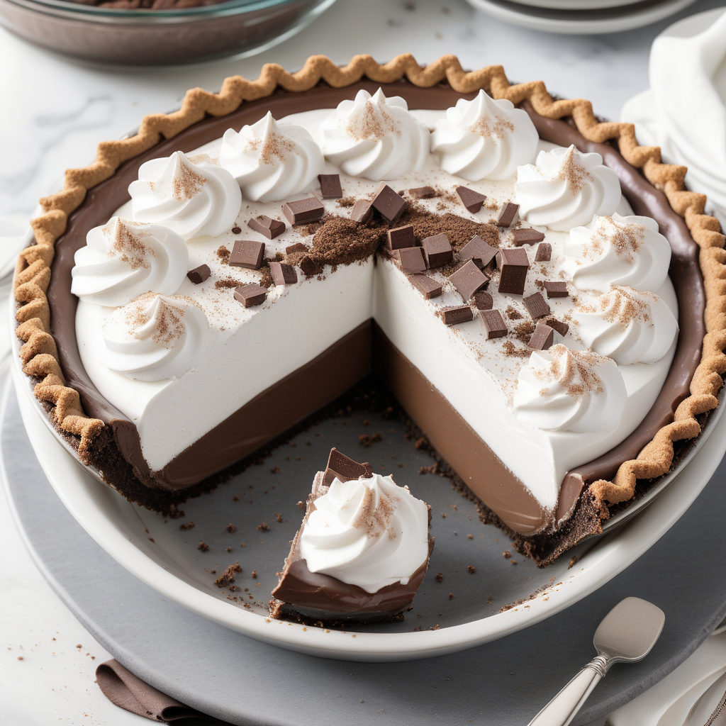 chocolate cream pie with chocolate graham cracker crust