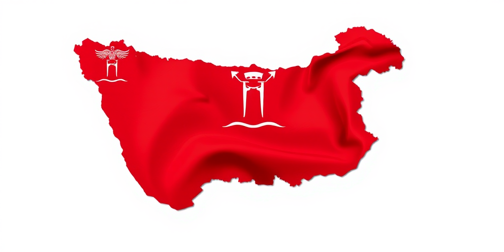Create a high-resolution digital illustration of the map of Malta, featuring the distinctive flag colors of red and white, with the national emblem displayed prominently on the top left corner, using a DSLR camera with a 50mm lens, f/2.8 aperture, ISO 100, and natural lighting for clarity and detail.