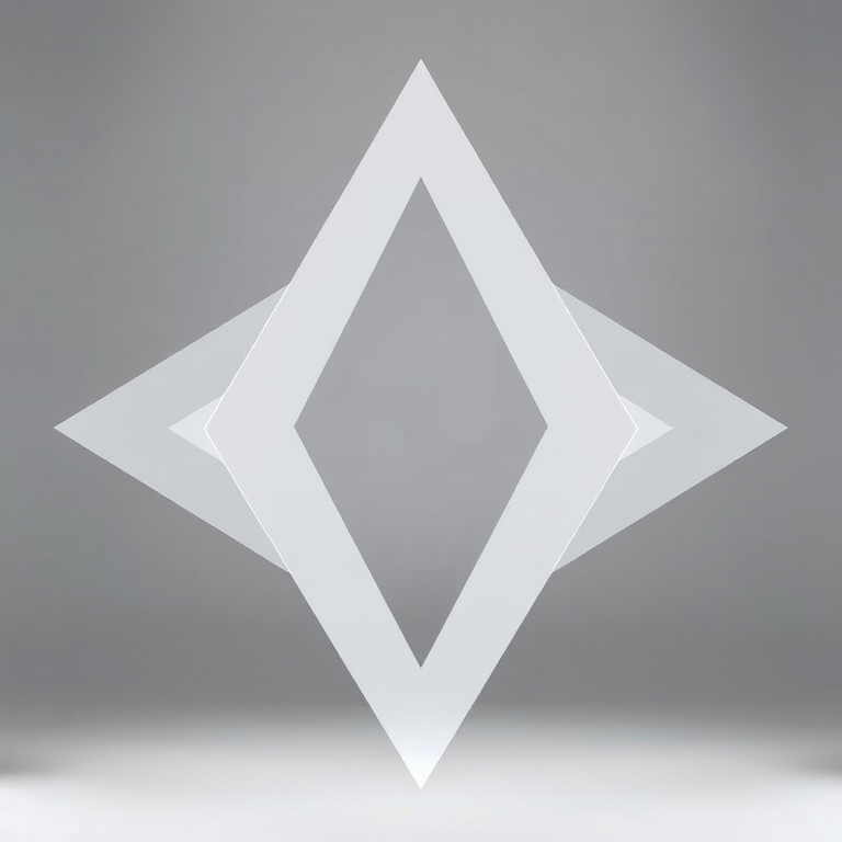 Create a high-resolution abstract image featuring overlapping white diamond shapes with a soft gradient background, using a DSLR camera with a 50mm lens, f/1.8 aperture, ISO 100, 1/200s shutter speed, captured in soft diffused lighting from the front view.