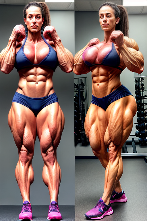 Female muscle growth with huge growingmammaries
