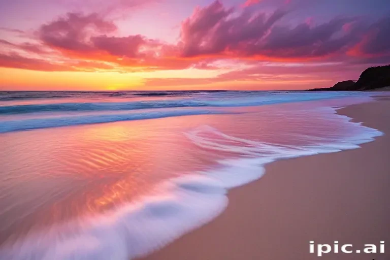 pink beach sunset