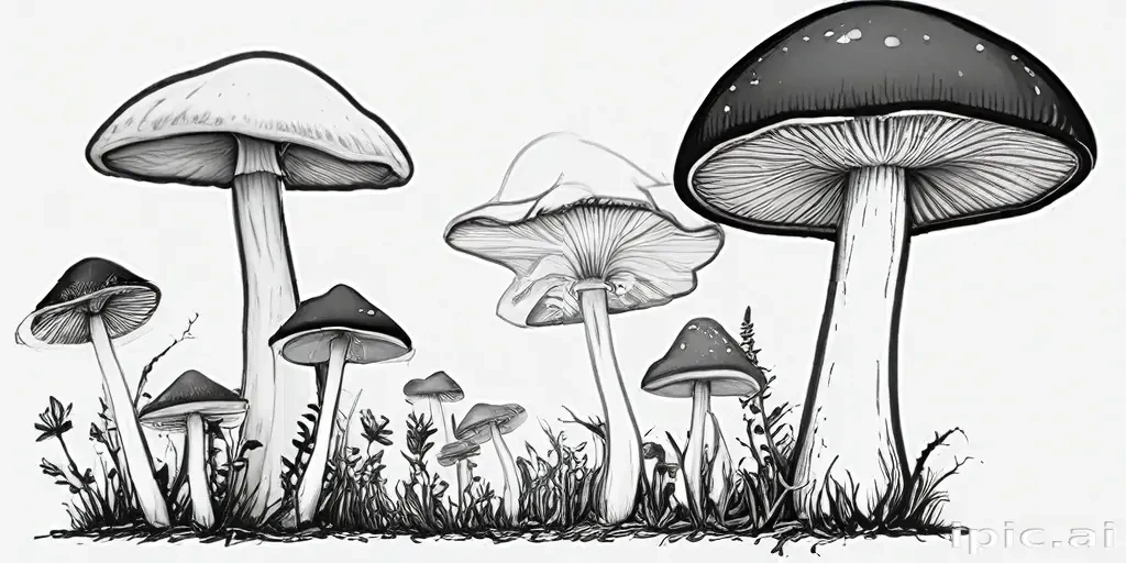 mushroom clip art black and white