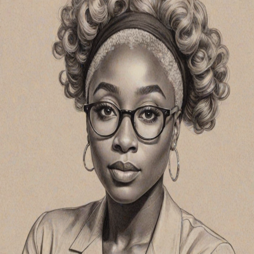 Bewitching Cynthia Erivo, pencil sketch, portrait of Exquisite woman 1955s in glasses, hair style beatnik, outline, clear lines, fine lines, 8k