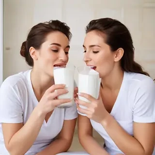 lesbians drinking milk