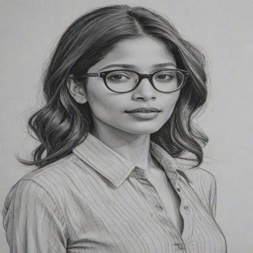 Attractive Freida Pinto, pencil sketch, portrait of Sublime woman 1929s in glasses, hair style beatnik, outline, clear lines, fine lines, 8k