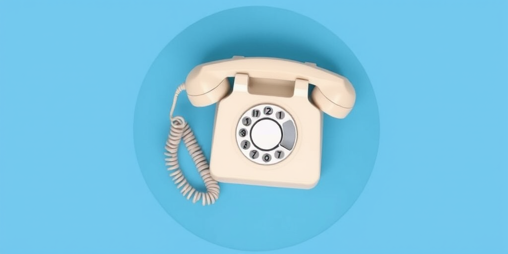 Create a high-resolution icon of a classic telephone receiver inside a circular blue background, using a DSLR camera with ISO 100, aperture f/11, and a focal length of 50mm, in a flat lay style with soft diffused lighting for even exposure.