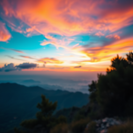 high-resolution image of a picturesque landscape during sunset, with vibrant colors in the sky, soft focus background, taken with a Canon EOS R5, 35mm lens, f/8 aperture, ISO 100, 1/125s shutter speed, wide-angle view