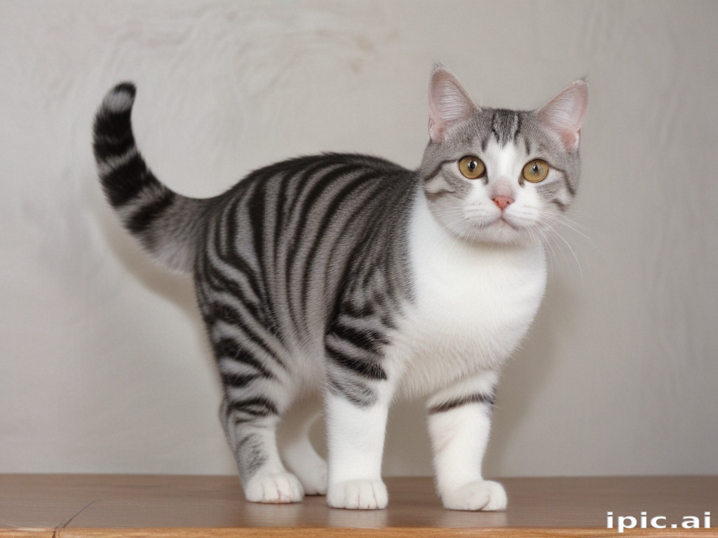 A Playful Tabby Cat with Stripes and Bright Eyes on Display.