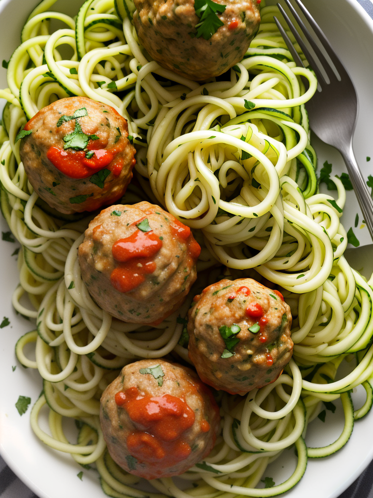 garlic butter meatballs and zoodles