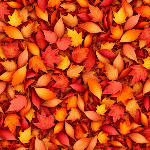 Autumn Leaves Tumble displays a captivating mix of warm reds, oranges, and golden browns in a layered shag cut that mimics falling autumn foliage