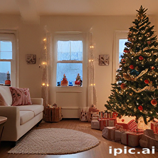 Cozy Living Room Decorated for Christmas with Tree and Presents Wrapped ...